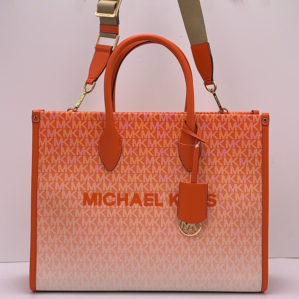 Michael Kors Mirella Medium Ombré Logo Tote Bag
Poppy 
NWT